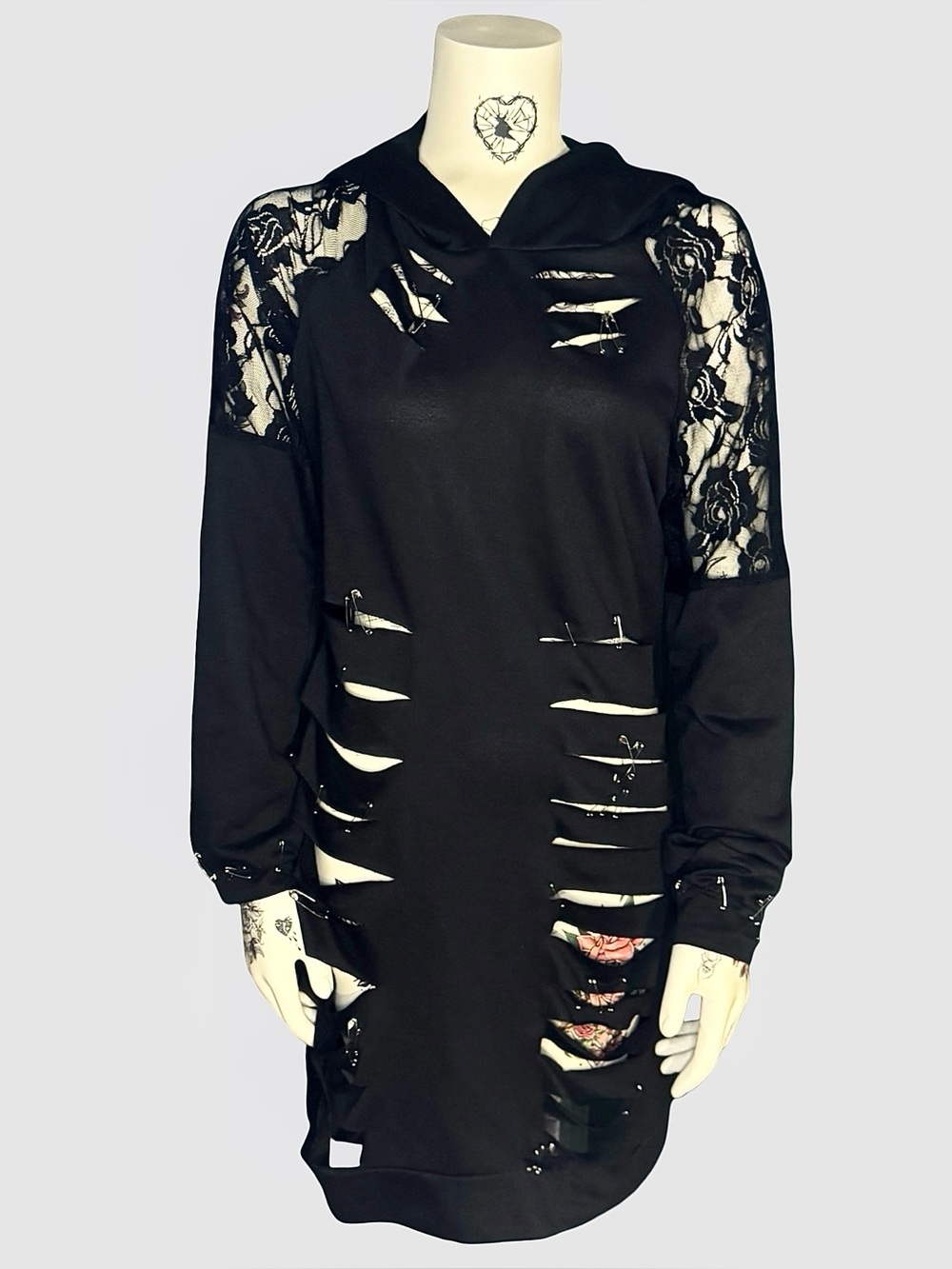 Gothic shredded hoodie dress